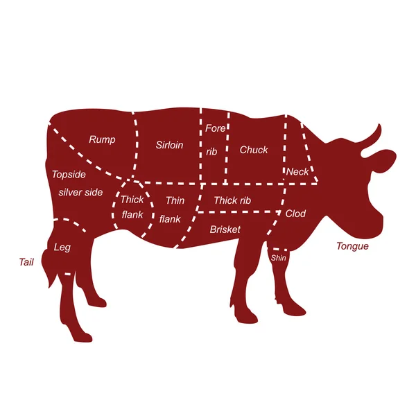 Cortes de carne — Vector de stock