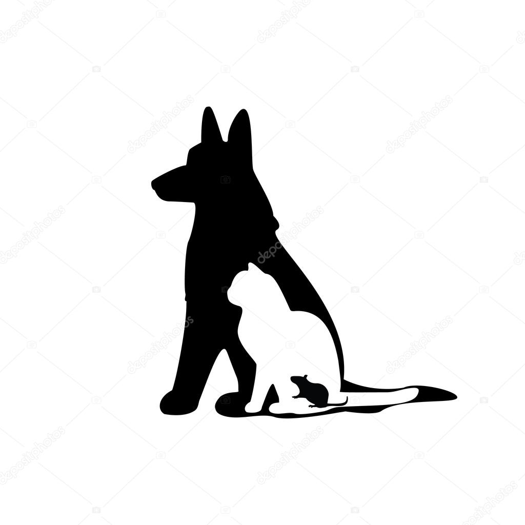 Mouse, cat, dog silhouette