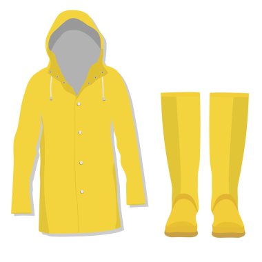 Yağmur ceket ve kauçuk botlar