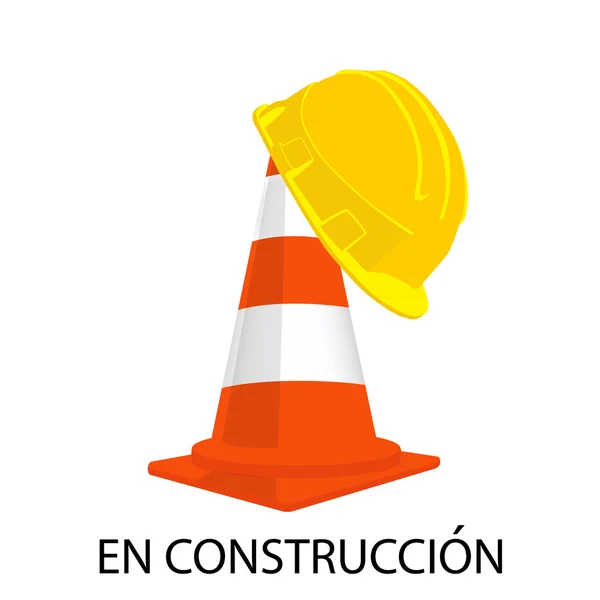 Traffic cone and building helmet — Stock Vector