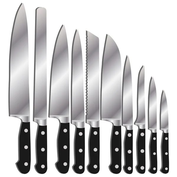 Juego de cuchillos de cocina — Vector de stock