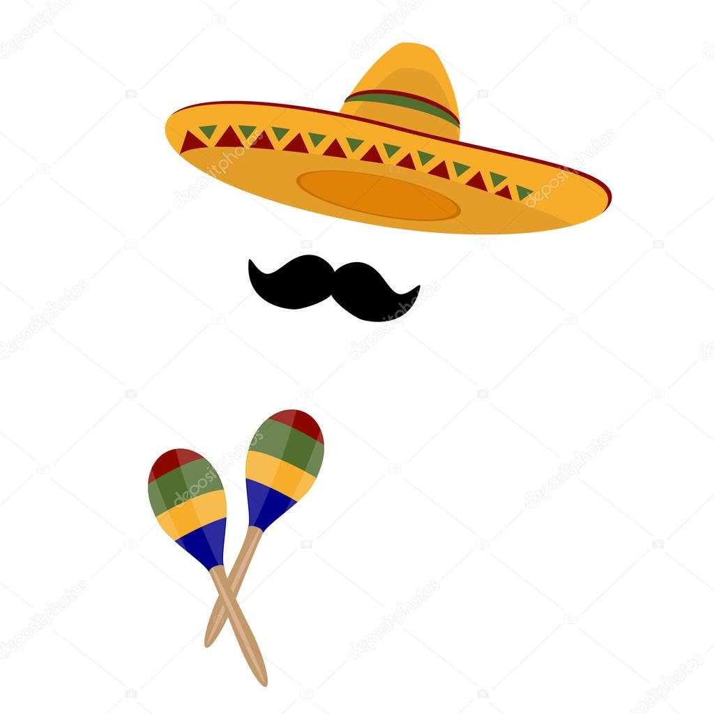 Sombrero, maracas and mustache