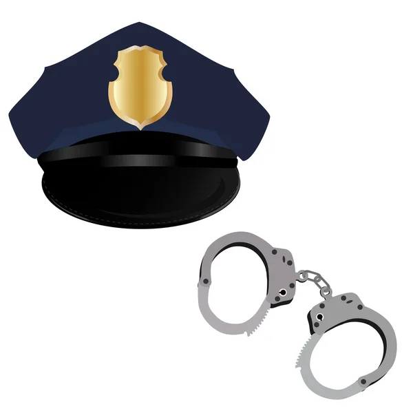 Chapéu de polícia e algemas — Vetor de Stock