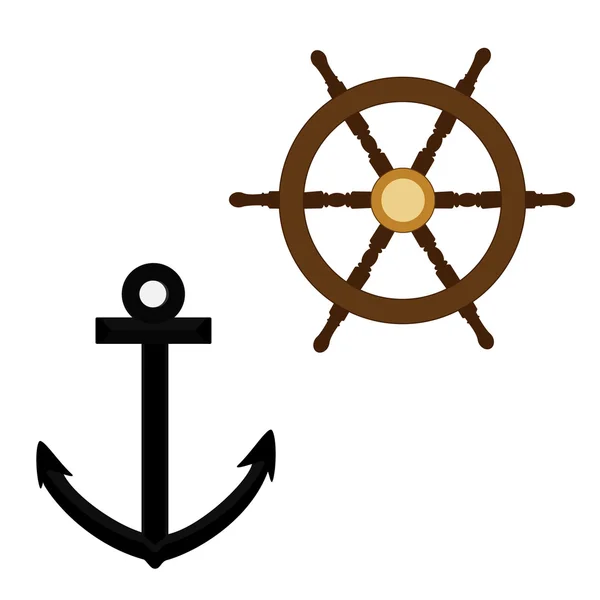 Anchor and wheel — Stock Vector