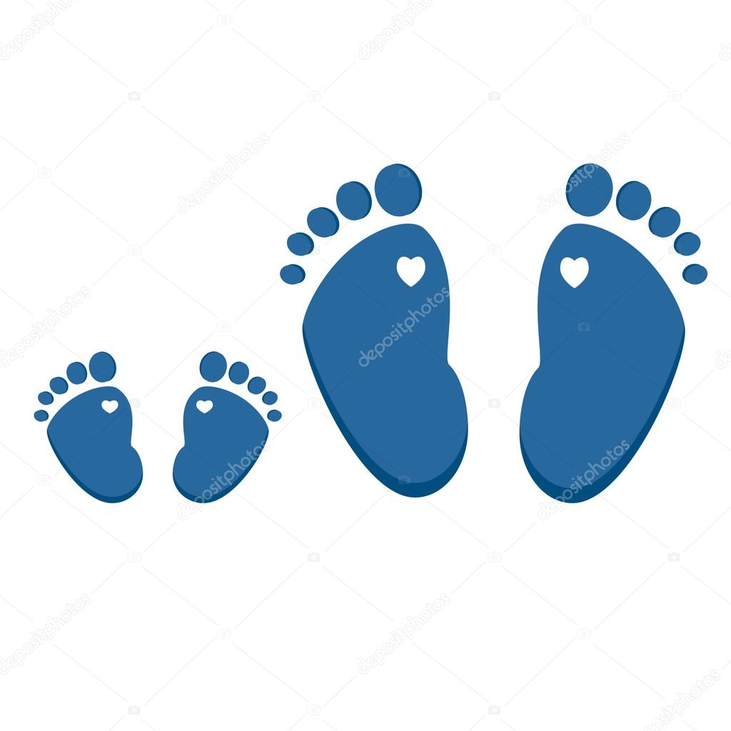 Blue baby and adult footprint