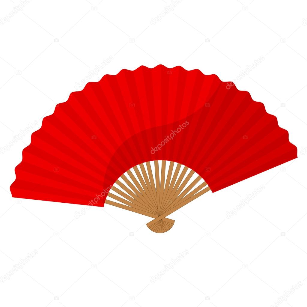 Red folding fan