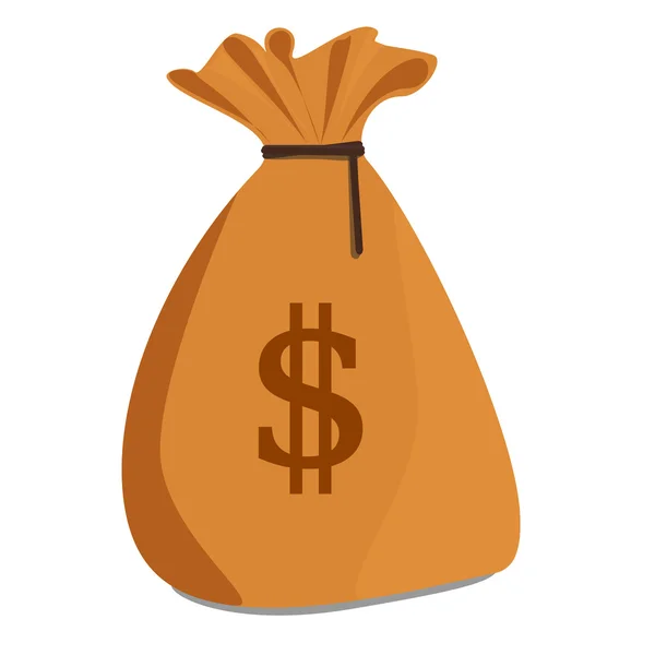 Bolso de dinero marrón — Vector de stock