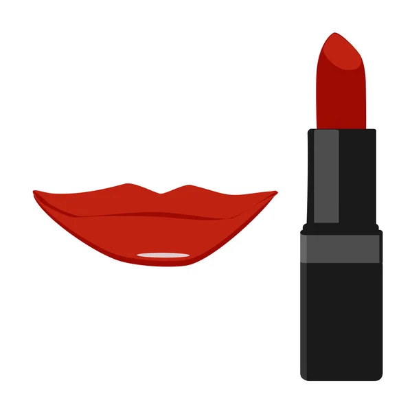 Lippenstift en lippen kus — Stockvector