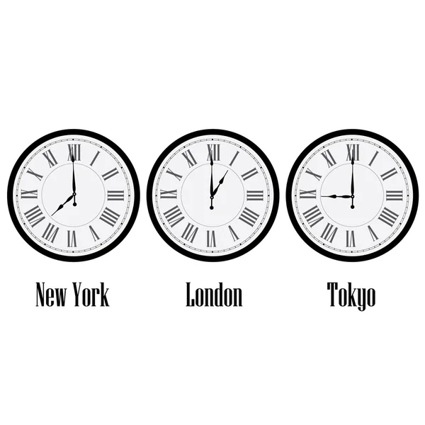 世界时间时钟 — 图库矢量图片