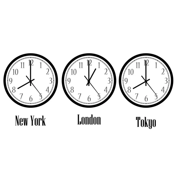 Παγκόσμια ώρα ρολόγια — Διανυσματικό Αρχείο