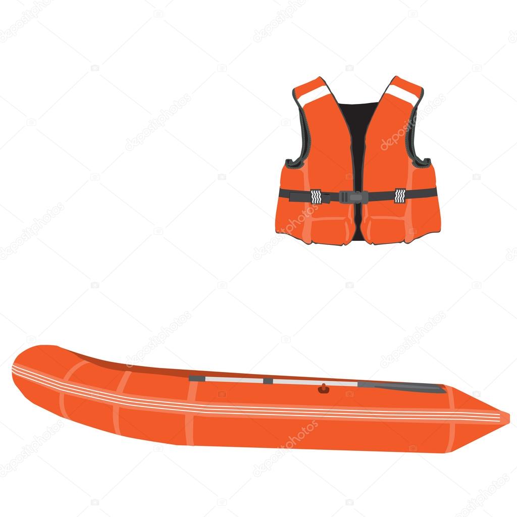 Inflatable boat and life vest