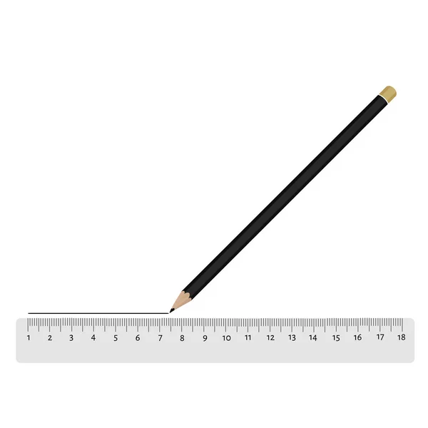铅笔和尺子 — 图库矢量图片