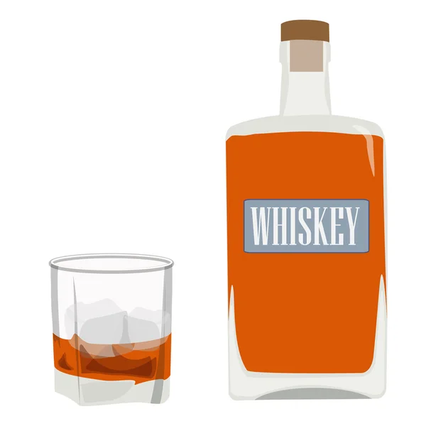 Whiskeyflasche und Glas — Stockvektor