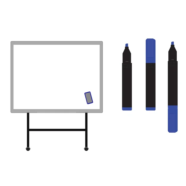 Whiteboard with markers — Stock Vector