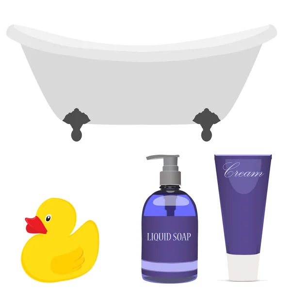 Bath and  bathroom accessories — Stock Vector