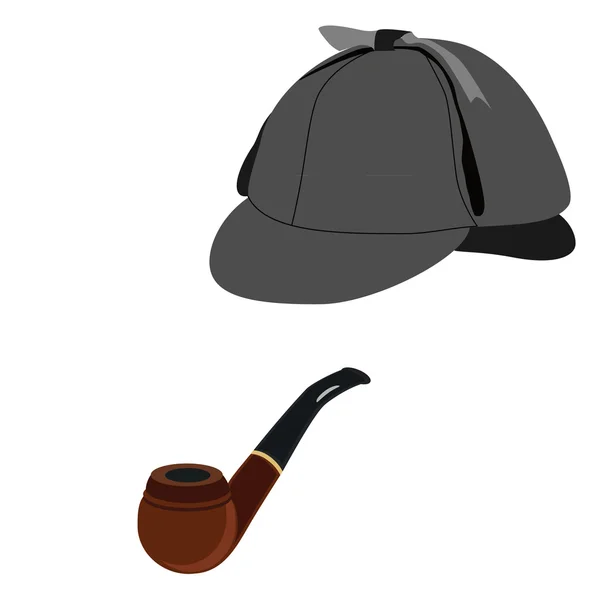 Detective hat and pipe — Stock Vector