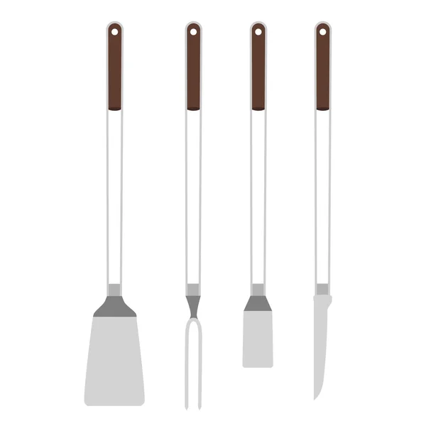 Cuatro utensilios de barbacoa — Archivo Imágenes Vectoriales