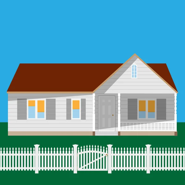 Casa e recinzione — Vettoriale Stock