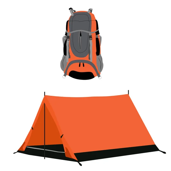 Палатка и рюкзак — стоковый вектор