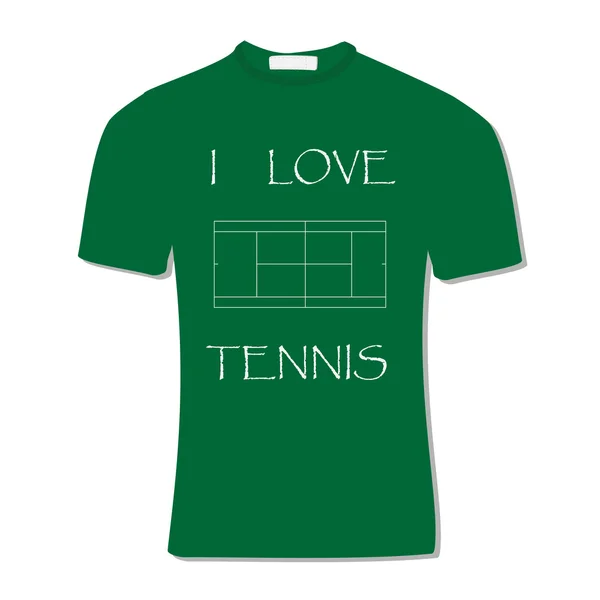 Groene t-shirt met tekst ik hou tennis — Stockvector