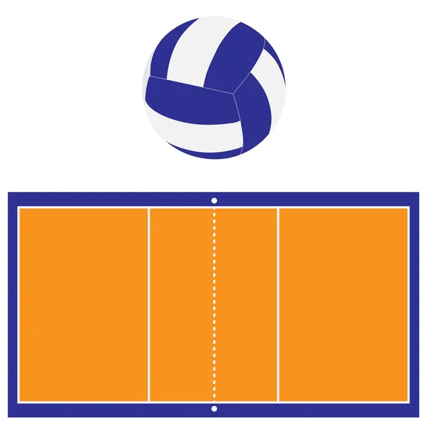 Cancha de voleibol y pelota — Vector de stock