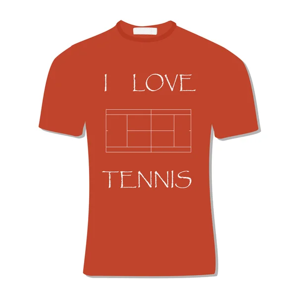 Oranje t-shirt met tekst ik hou tennis — Stockvector