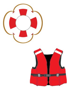 Life jacket and buoy clipart