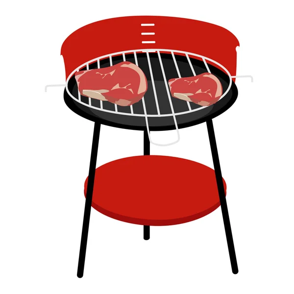 Barbeceu grill och biffar — Stock vektor