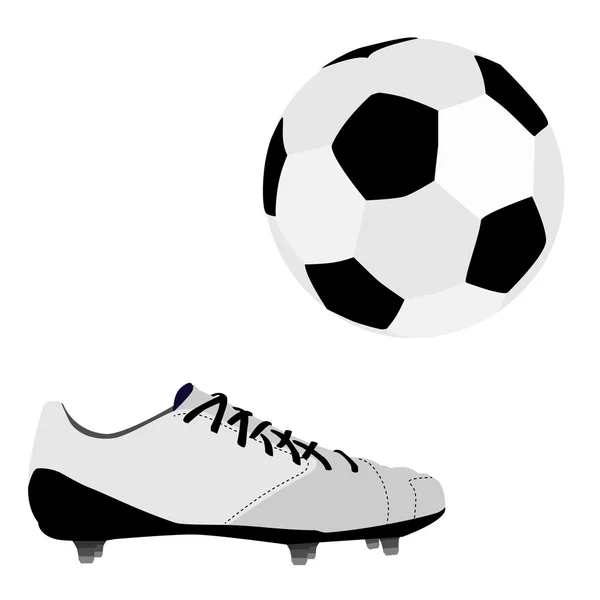 Bola de futebol e sapato — Vetor de Stock