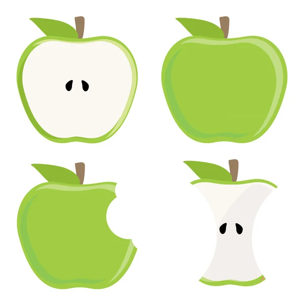 Yeşil elma seti — Stok Vektör