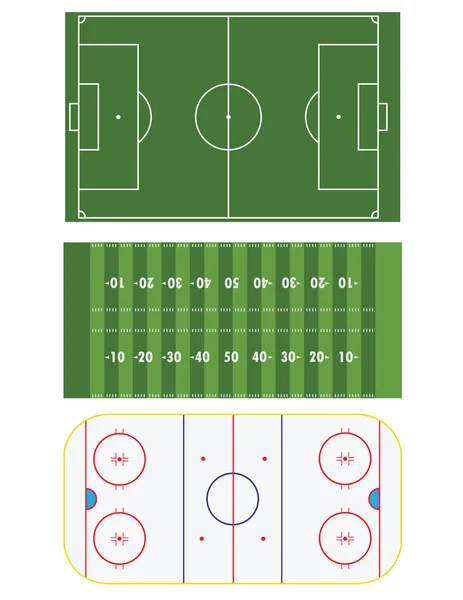 3 つのスポーツ フィールド — ストックベクタ