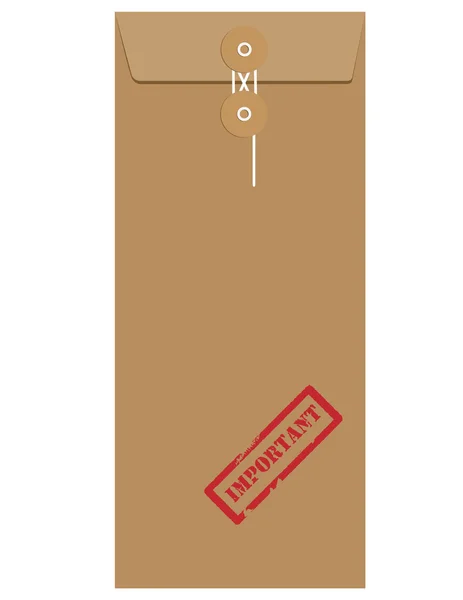 Коричневый длинный конверт с важными марками — стоковый вектор
