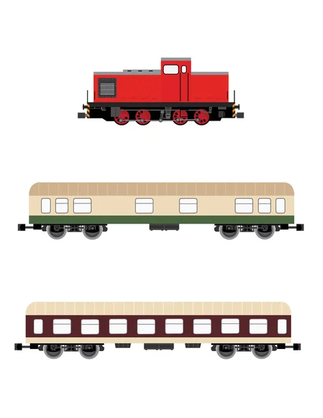 Locomotora, vagones — Archivo Imágenes Vectoriales