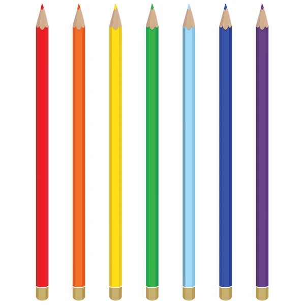 Sept crayons de couleur — Image vectorielle