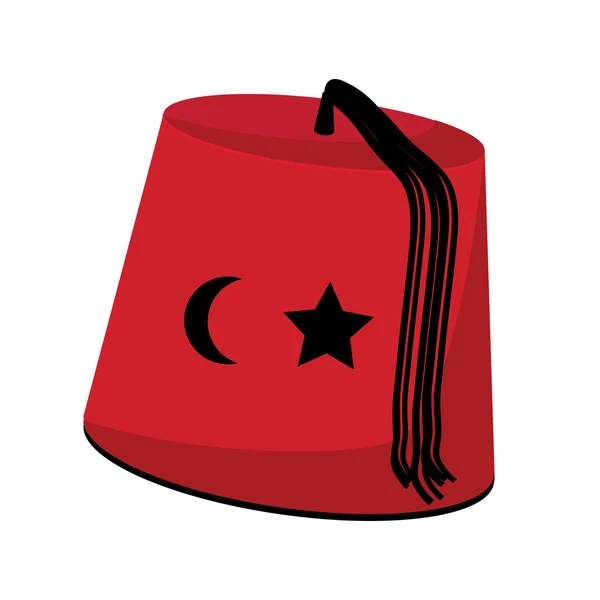 Topi Turki dengan bintang dan bulan sabit - Stok Vektor