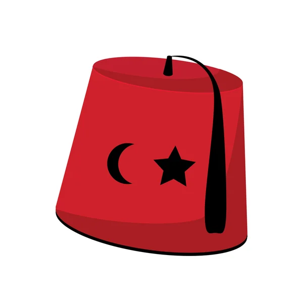 Topi Turki dengan bintang dan bulan sabit - Stok Vektor
