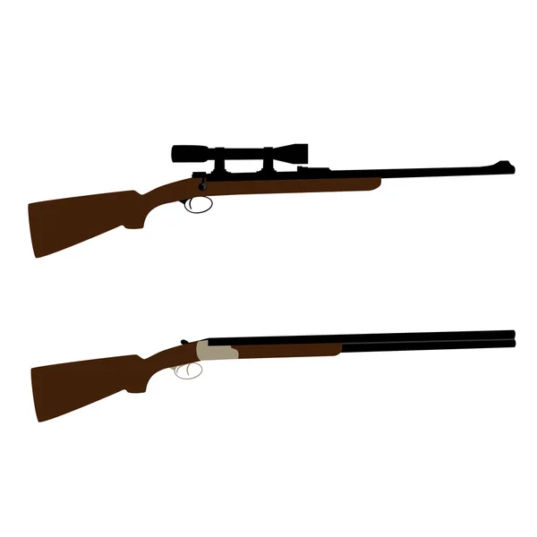 Hunting rifle and shotgun — Stock Vector