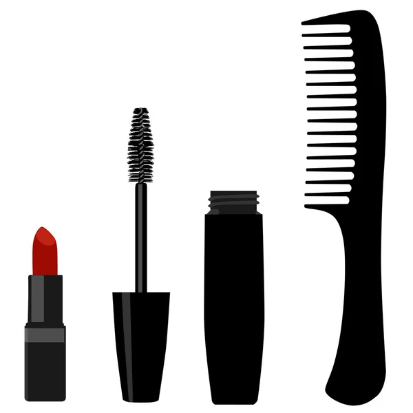 Mascara, comb and lipstick — Stock Vector