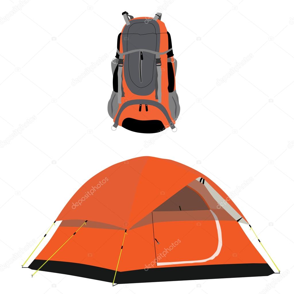 Camping tent and backpack