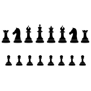 Siyah satranç parçaları tam toplama