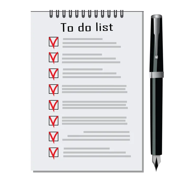 To-do-Liste mit silbernem Stift — Stockvektor