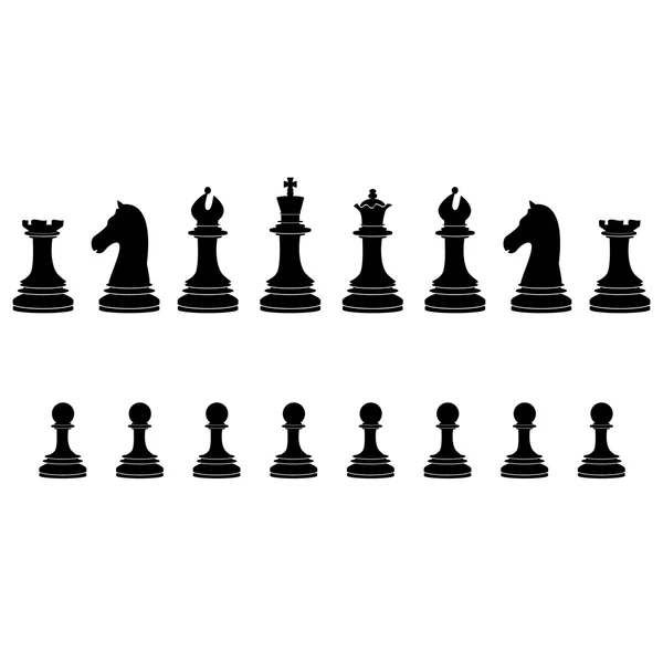 Black chess pieces full collection — Stock Vector