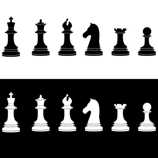 Peças de xadrez preto e branco — Vetor de Stock