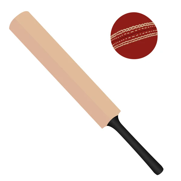 Pipistrello e palla da cricket — Vettoriale Stock