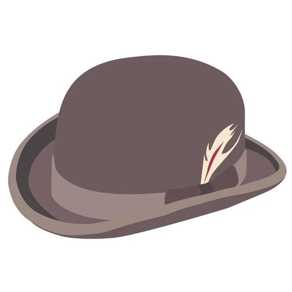 Sombrero Bowler marrón con pluma — Archivo Imágenes Vectoriales