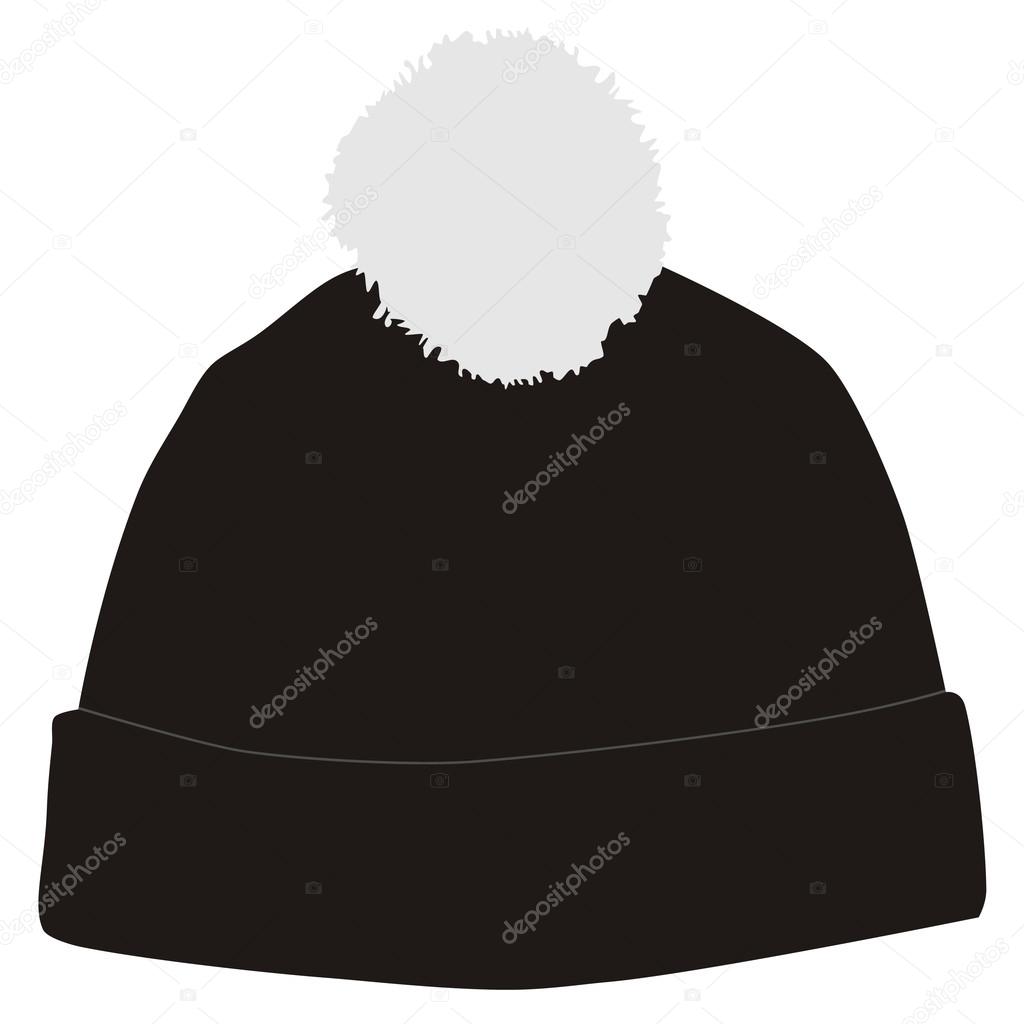 Black winter hat with pompom