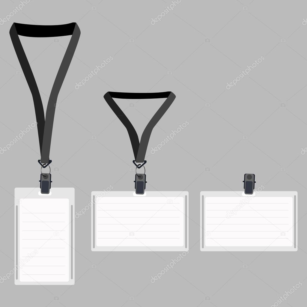 Three white lanyard with grey holder