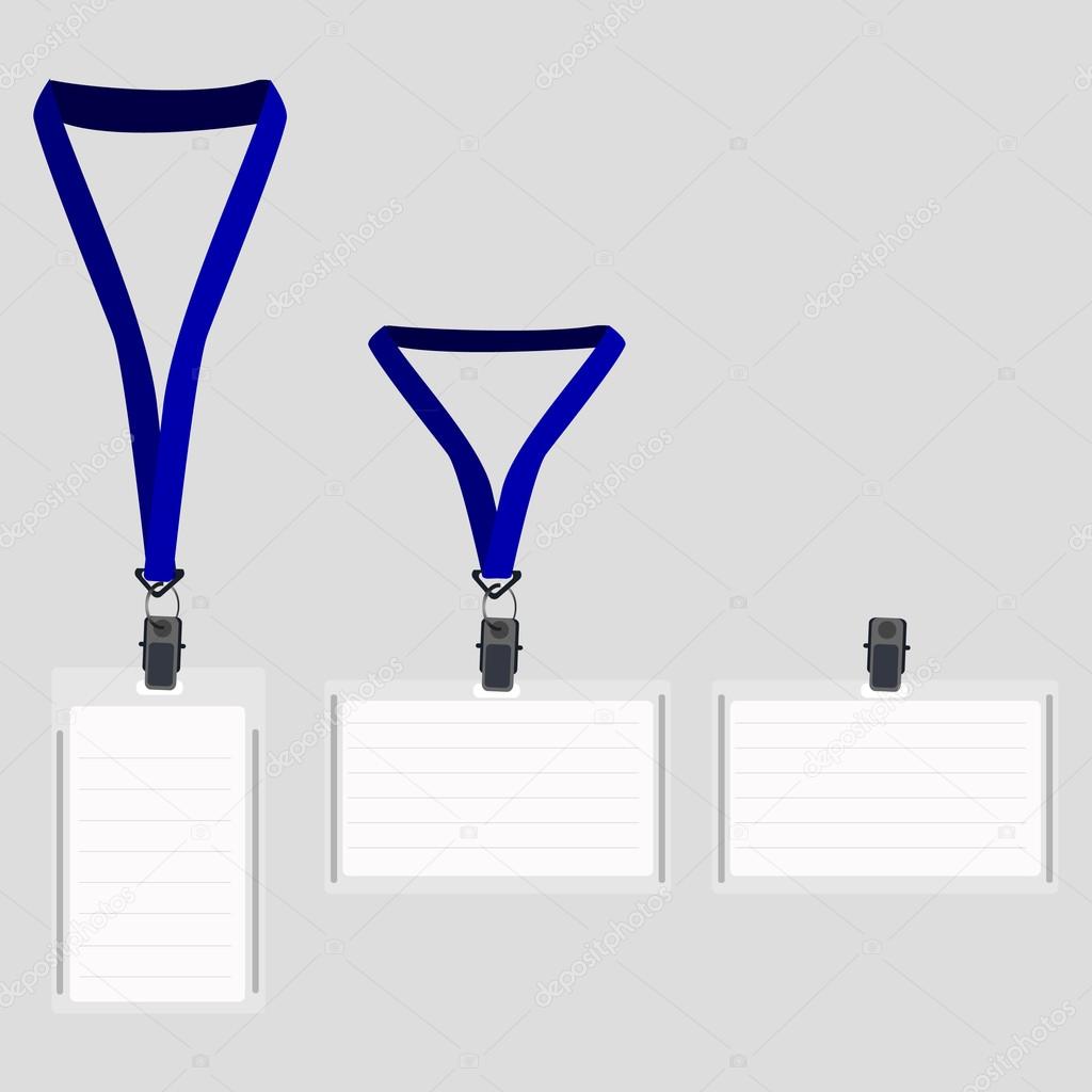 Three white lanyard with blue holder