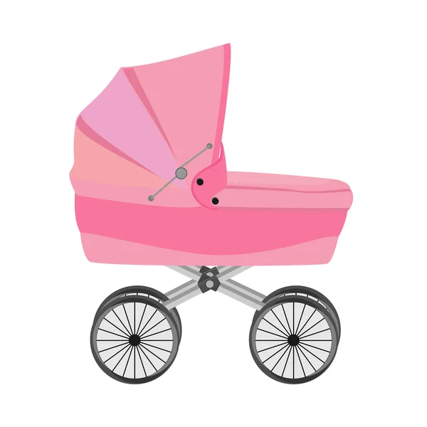 Pink baby pram — Stock Vector