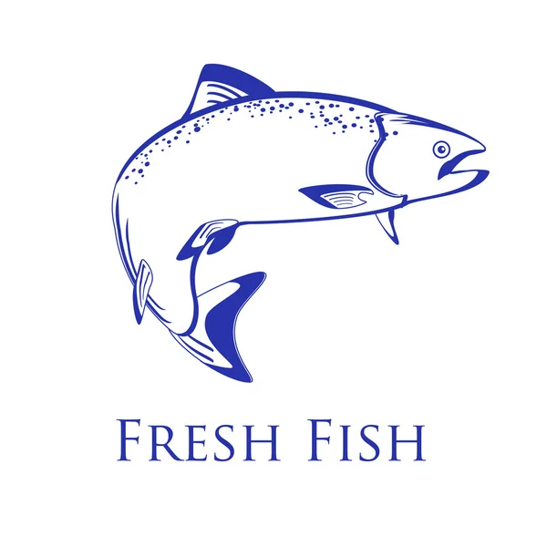 Lachs mit Text frischer Fisch — Stockvektor